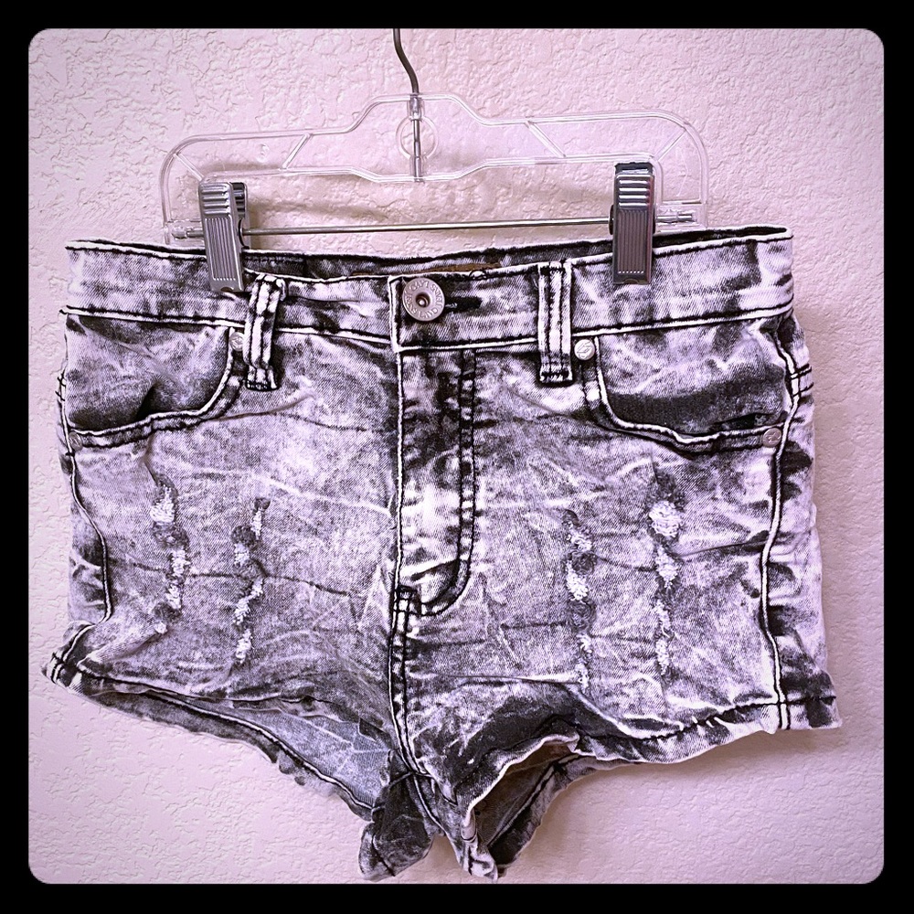 Faded Black Distressed Jean Shorts